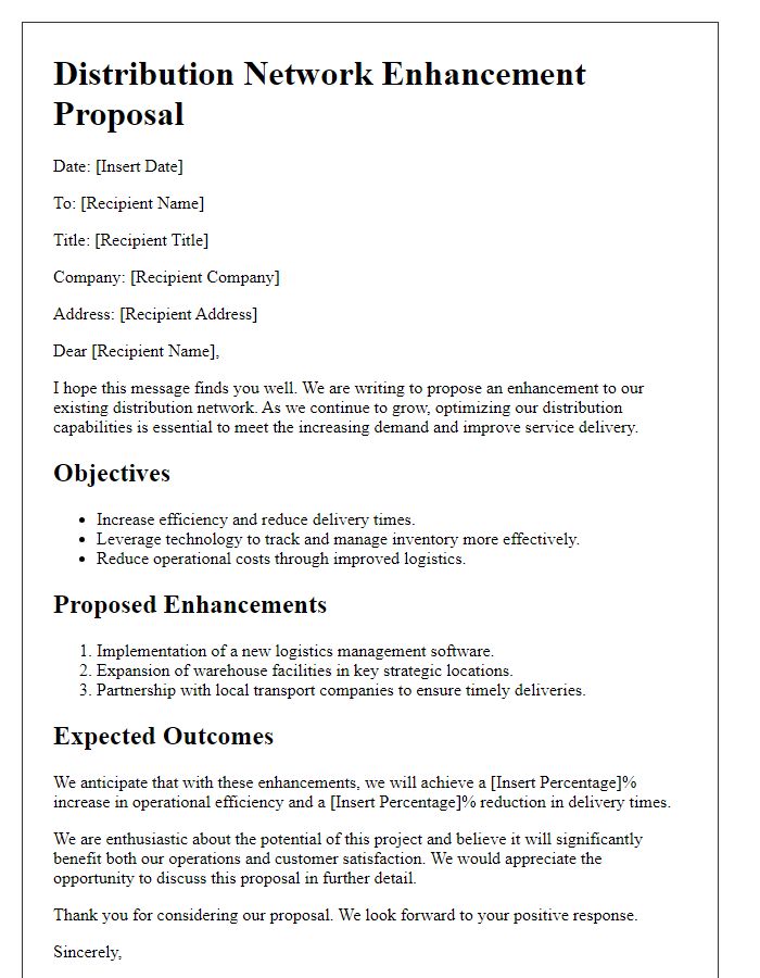 Letter template of distribution network enhancement proposal