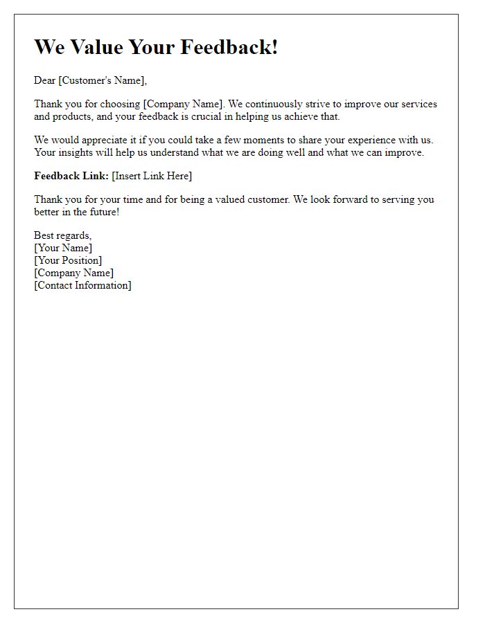 Letter template of customer feedback collection