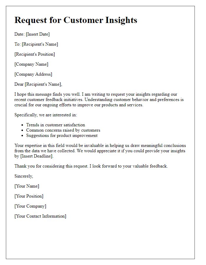 Letter template of customer insights request