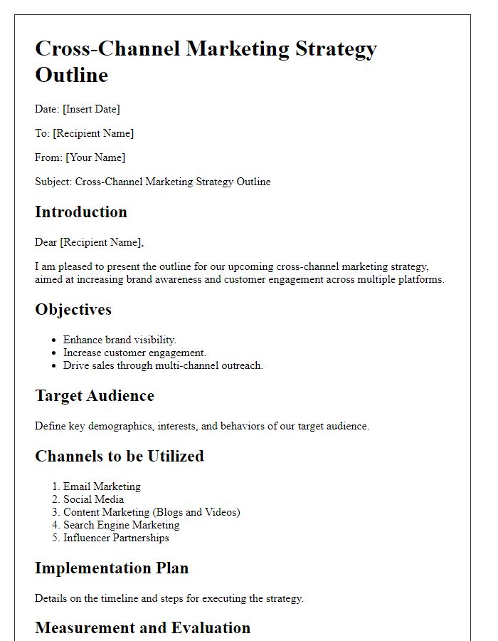 Letter template of cross-channel marketing strategy outline