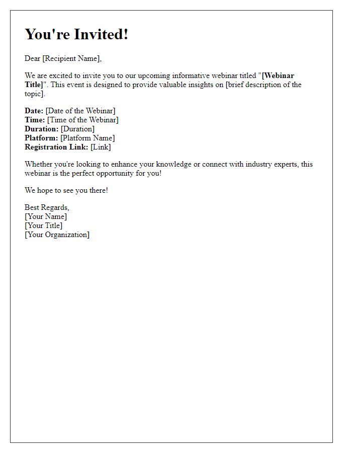 Letter template of Call to Attend Our Informative Webinar