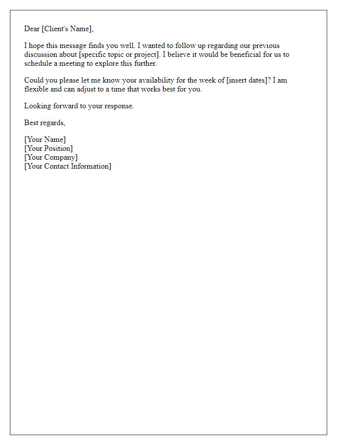 Letter template of follow-up client meeting request