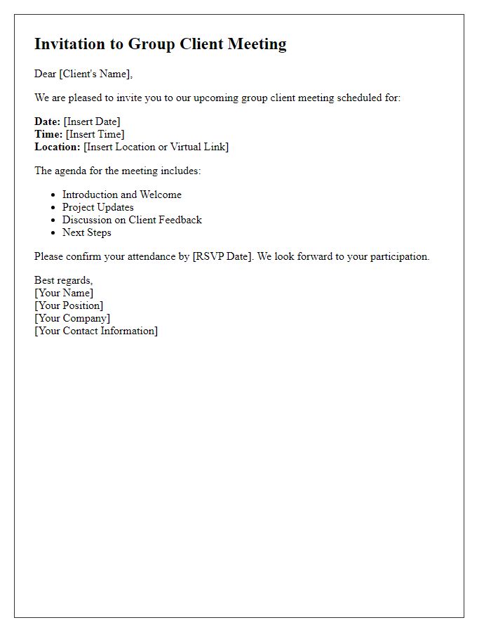 Letter template of group client meeting invitation