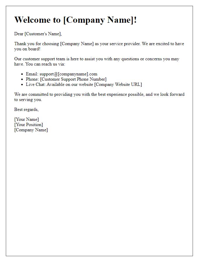 Letter template of introductory customer support outreach