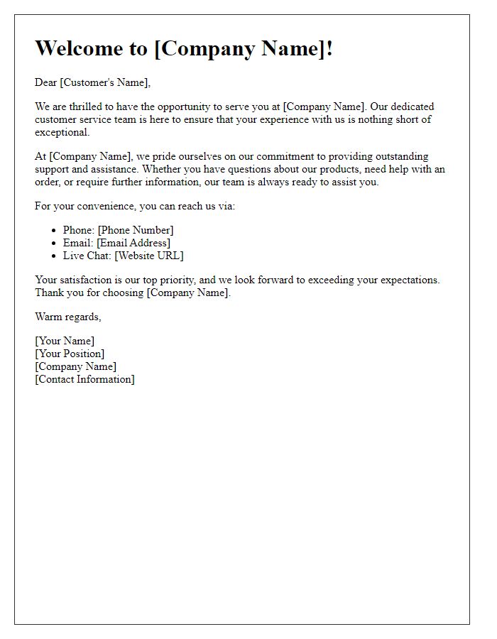 Letter template of professional customer service introduction