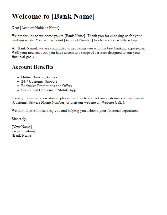 Letter template of Inviting Welcome for New Account Holders