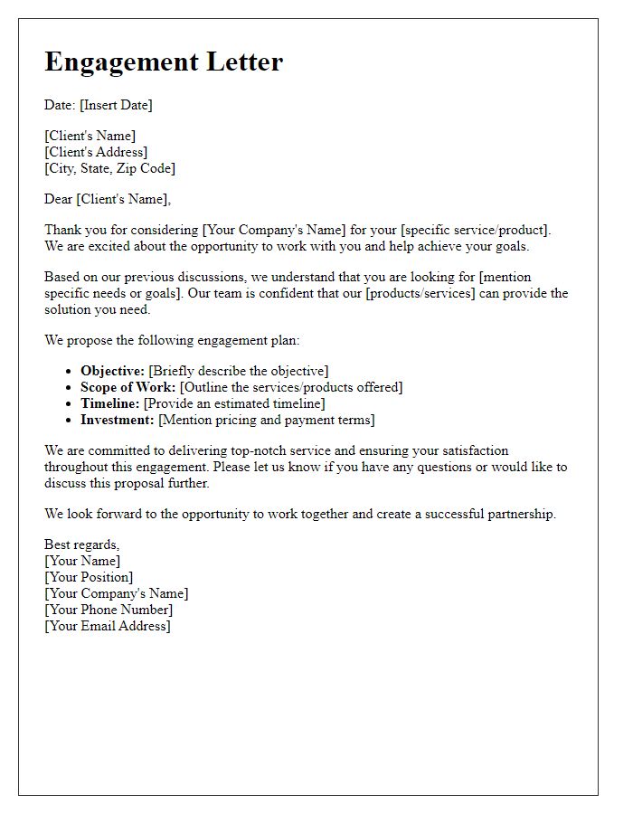 Letter template of personalized sales engagement letter