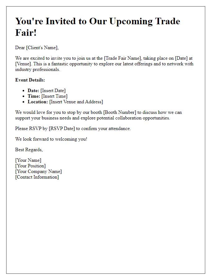 Letter template of Trade Fair Invitation for Potential Clients