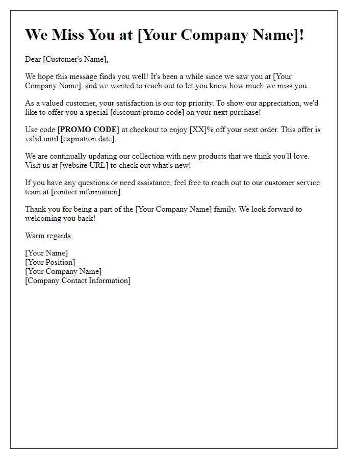 Letter template of Re-engagement Invitation for Repeat Purchases