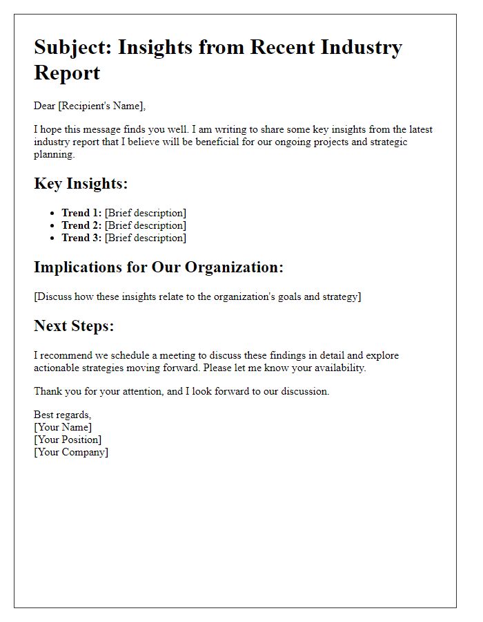 Letter template of industry report insights sharing.