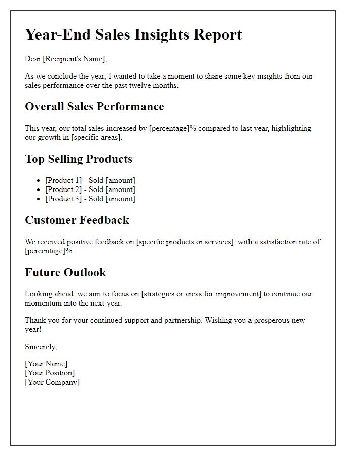 Letter template of year-end sales insights