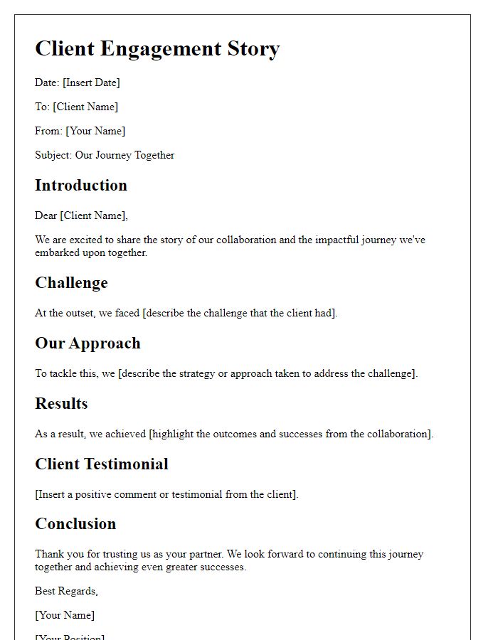 Letter template of client engagement story