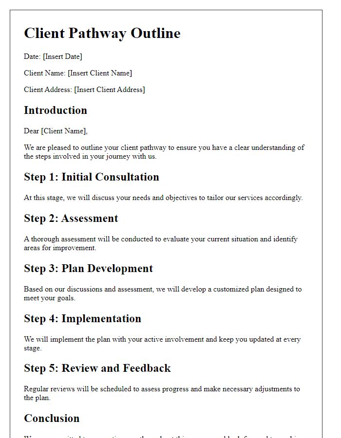 Letter template of client pathway outline