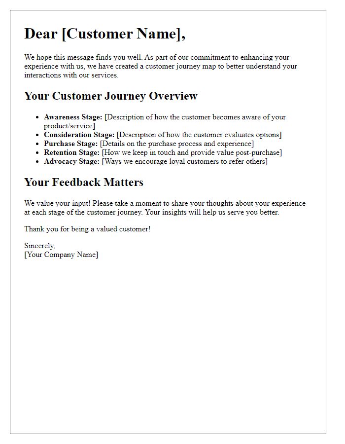 Letter template of customer journey mapping