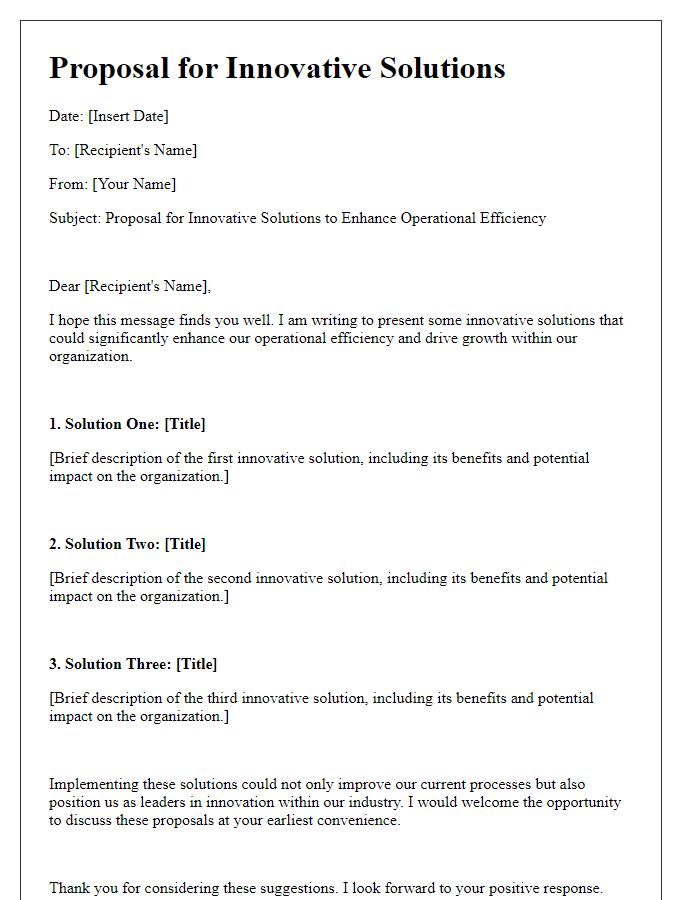 Letter template of presenting innovative solutions