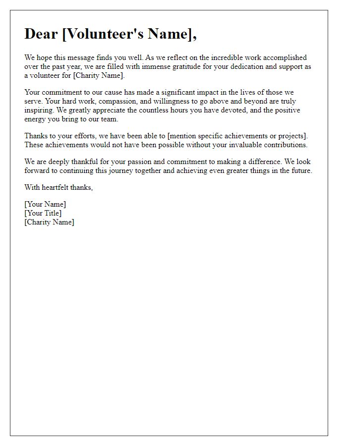 Letter template of heartfelt thanks to our charity volunteers