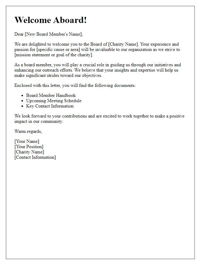 Letter template of introduction for new charity board members.