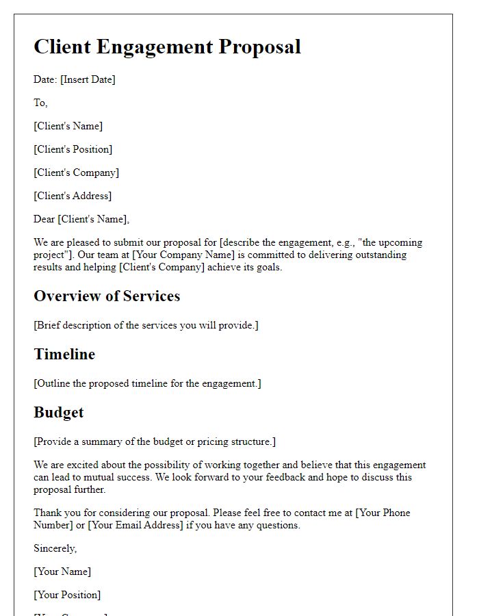 Letter template of client engagement proposal submission