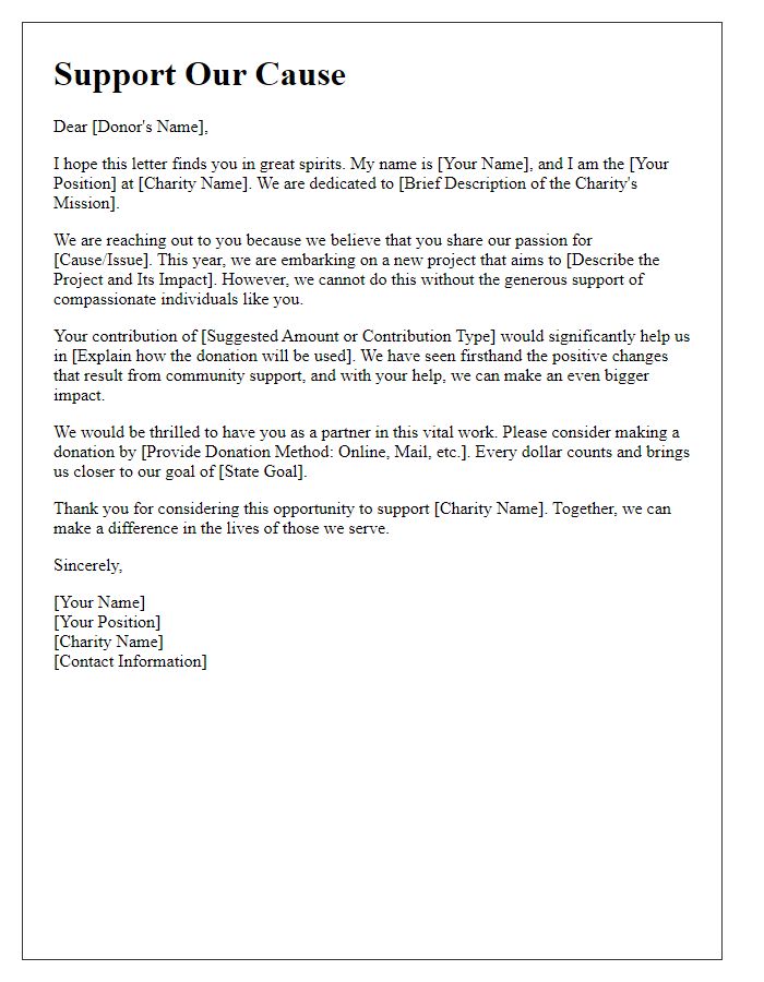 Letter template of compelling charity support request