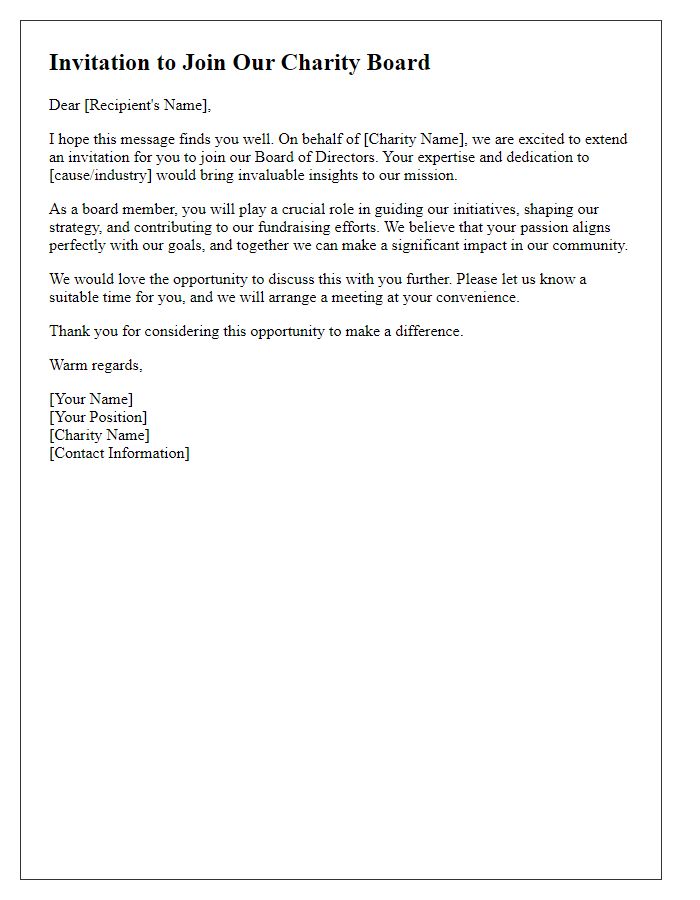 Letter template of invitation to join charity board