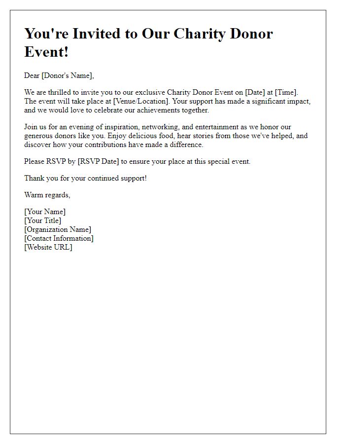 Letter template of invitation to charity donor event