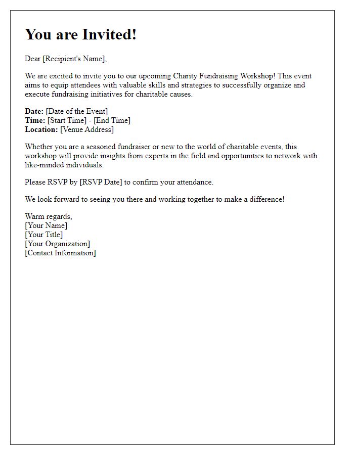 Letter template of invitation to charity fundraising workshop