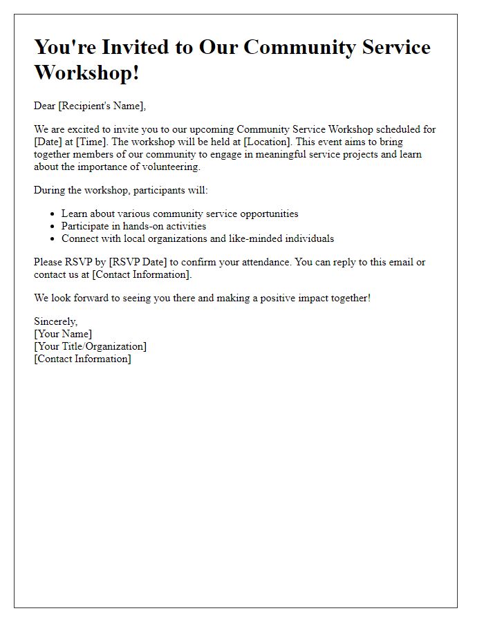 Letter template of invitation for community service workshop