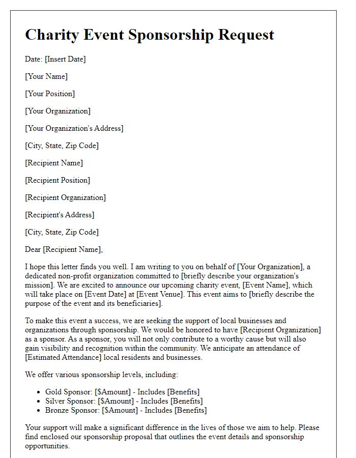 Letter template of sponsorship request for charity events