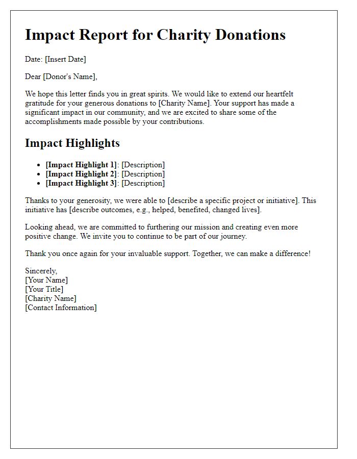 Letter template of impact report for charity donations