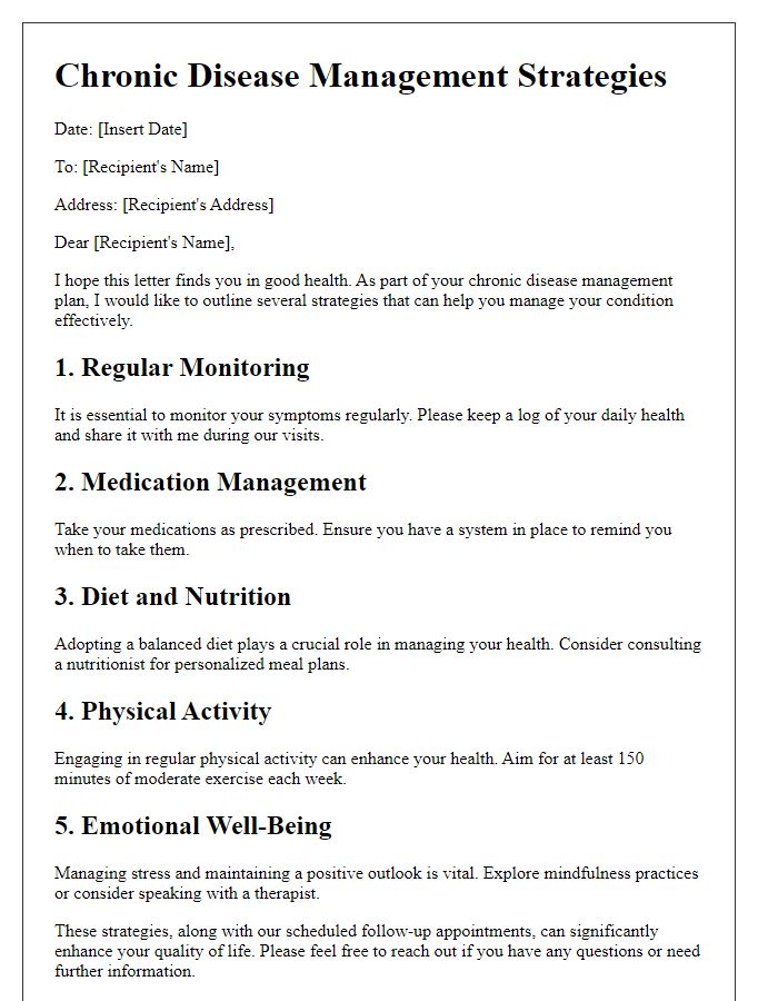 Letter template of chronic disease management strategies.