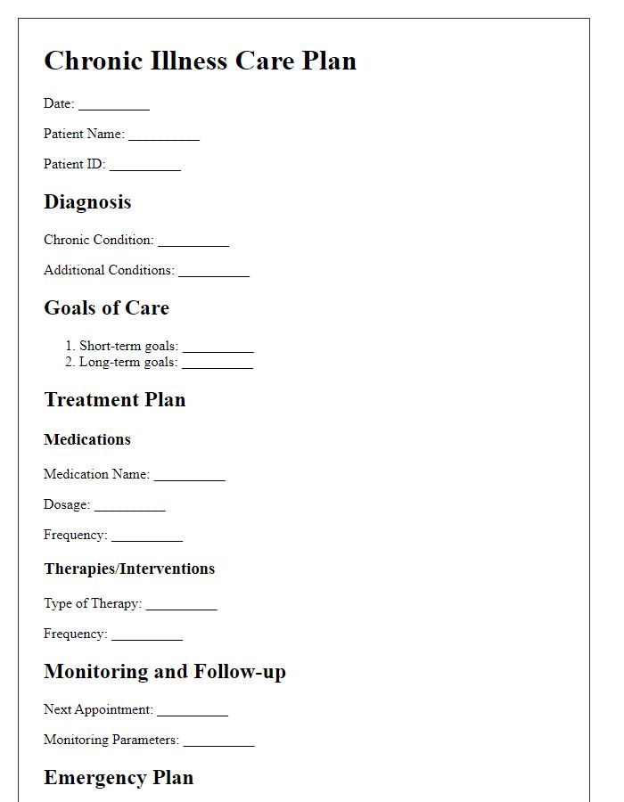 Letter template of chronic illness care plan.