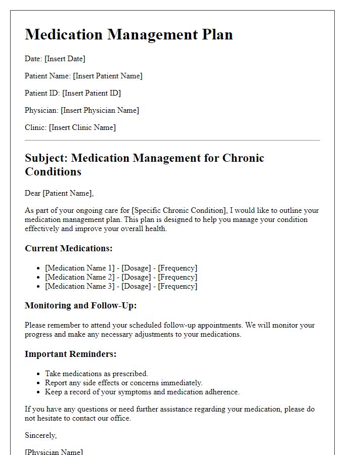 Letter template of medication management for chronic conditions.