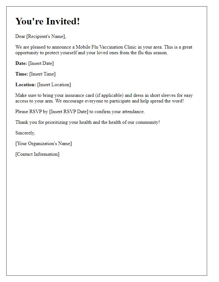 Letter template of mobile flu vaccination clinic invitation