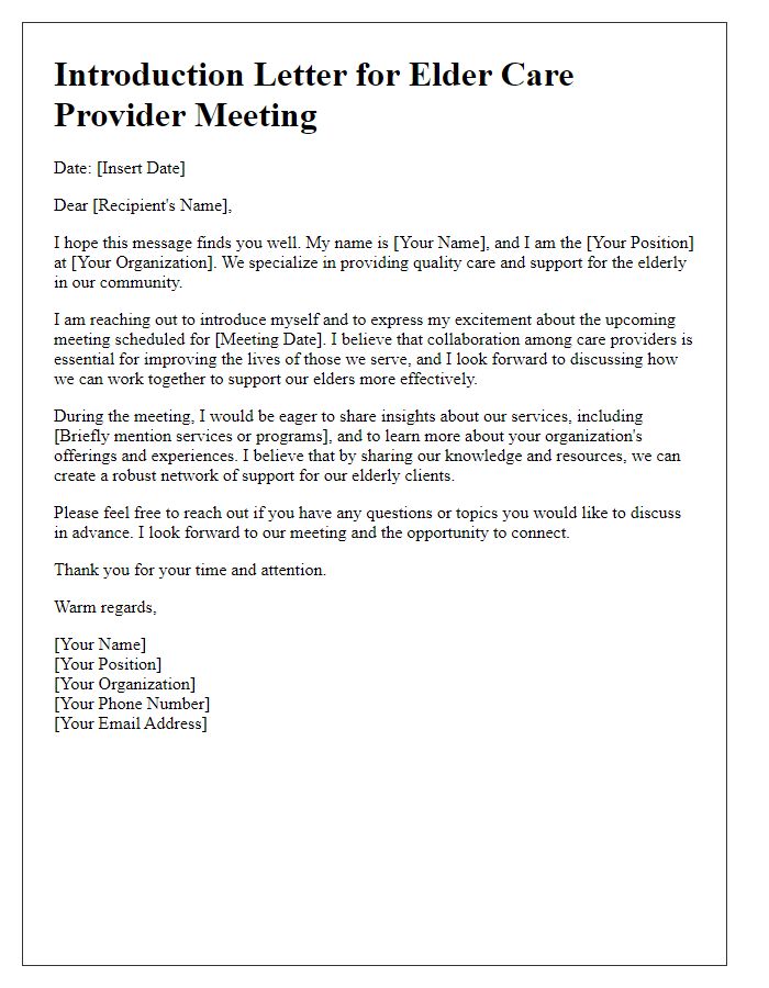 Letter template of introduction for new elder care provider meeting