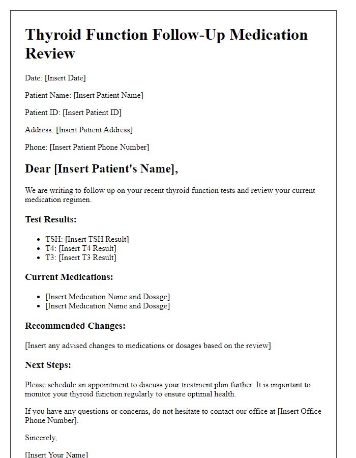 Letter template of thyroid function follow-up medication review