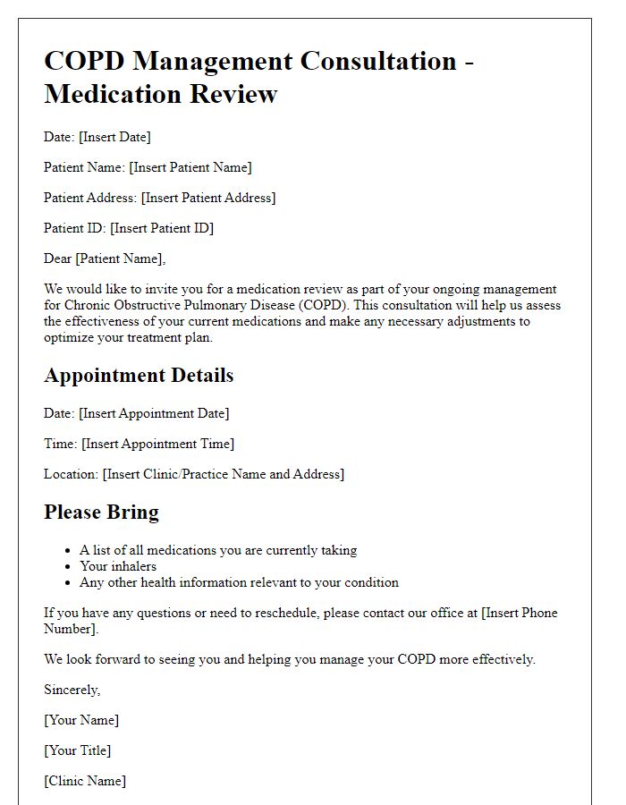 Letter template of COPD management consultation for medication review