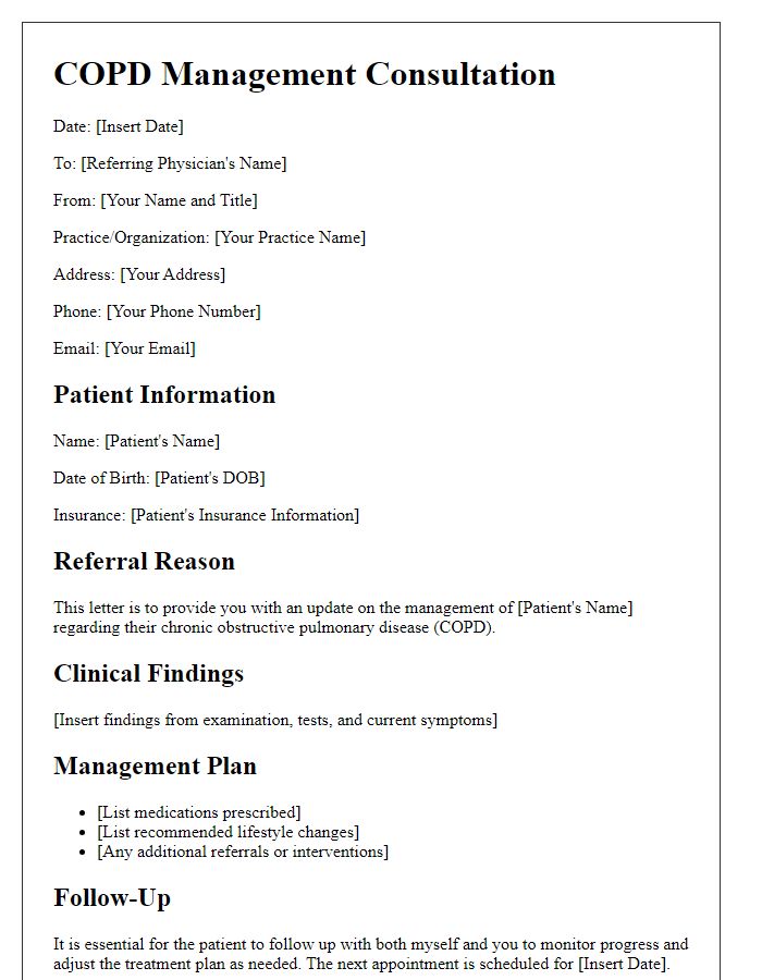 Letter template of COPD management consultation for referring physicians