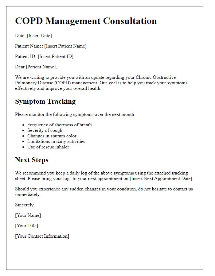 Letter template of COPD management consultation for symptom tracking