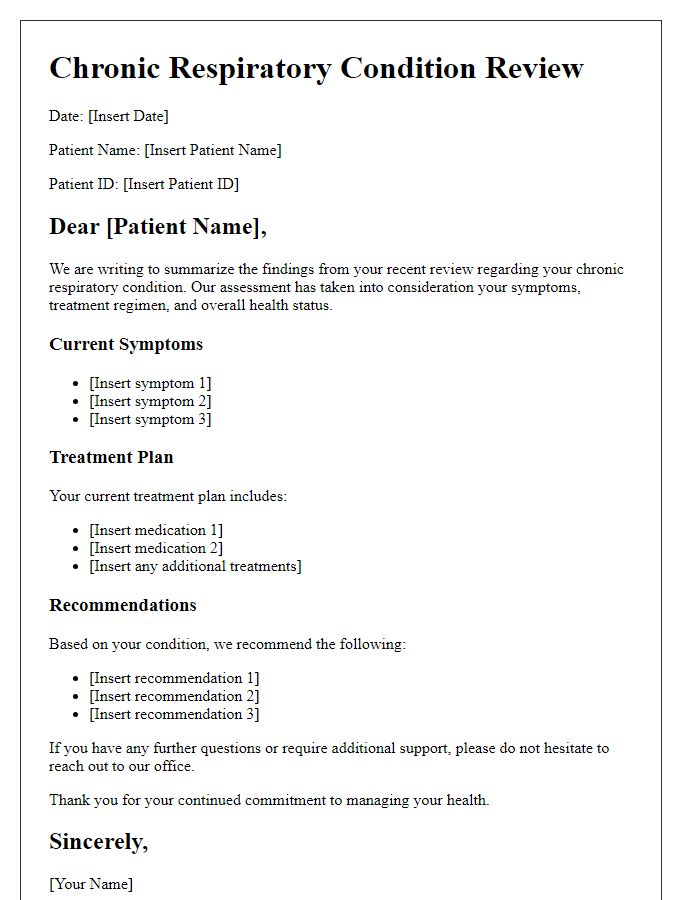 Letter template of chronic respiratory condition review