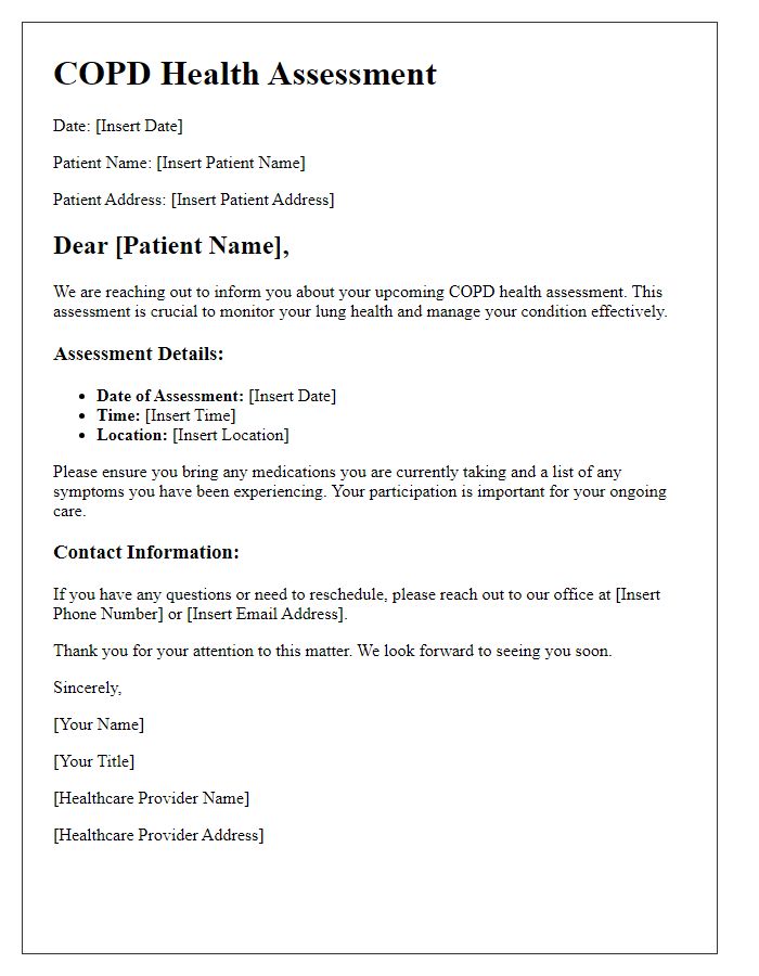 Letter template of COPD health assessment