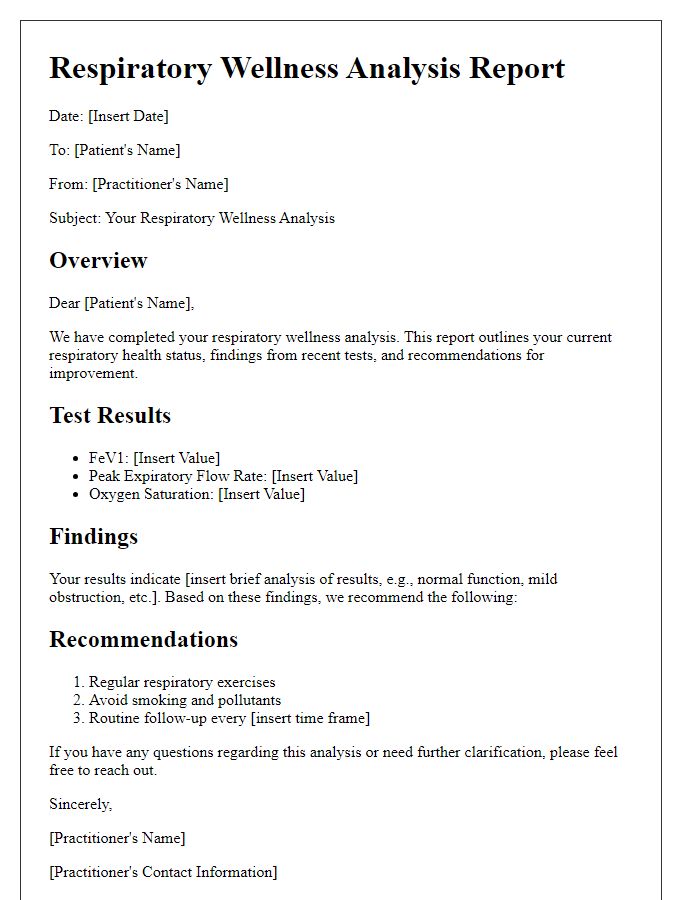 Letter template of respiratory wellness analysis