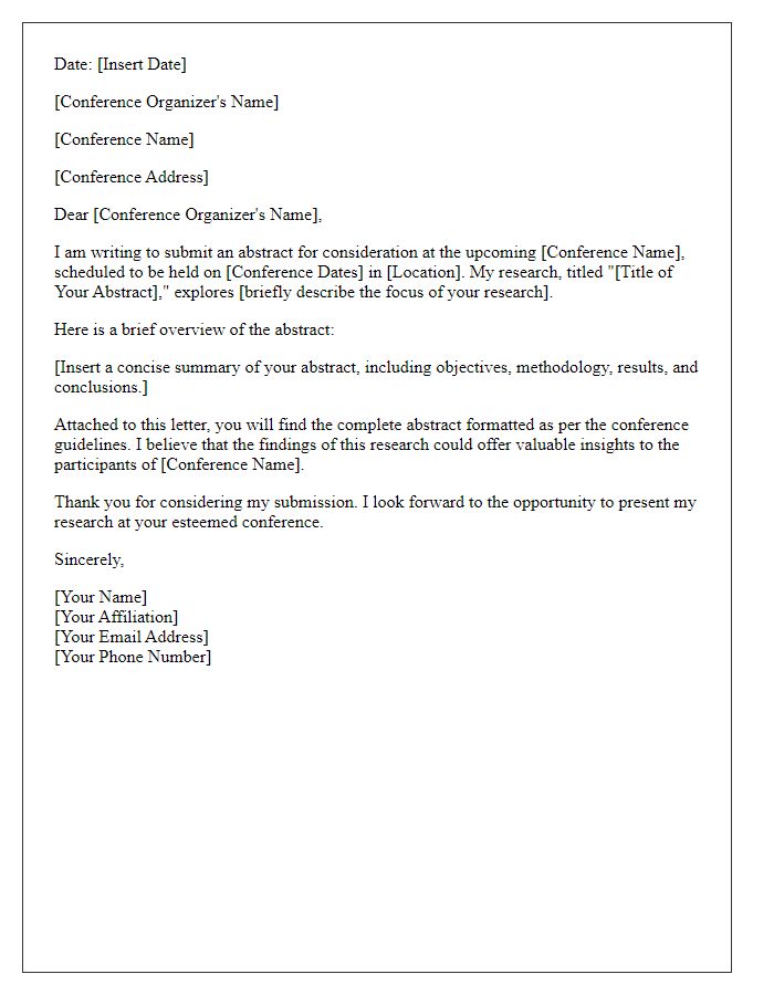 Letter template of abstract submission for academic conference consideration