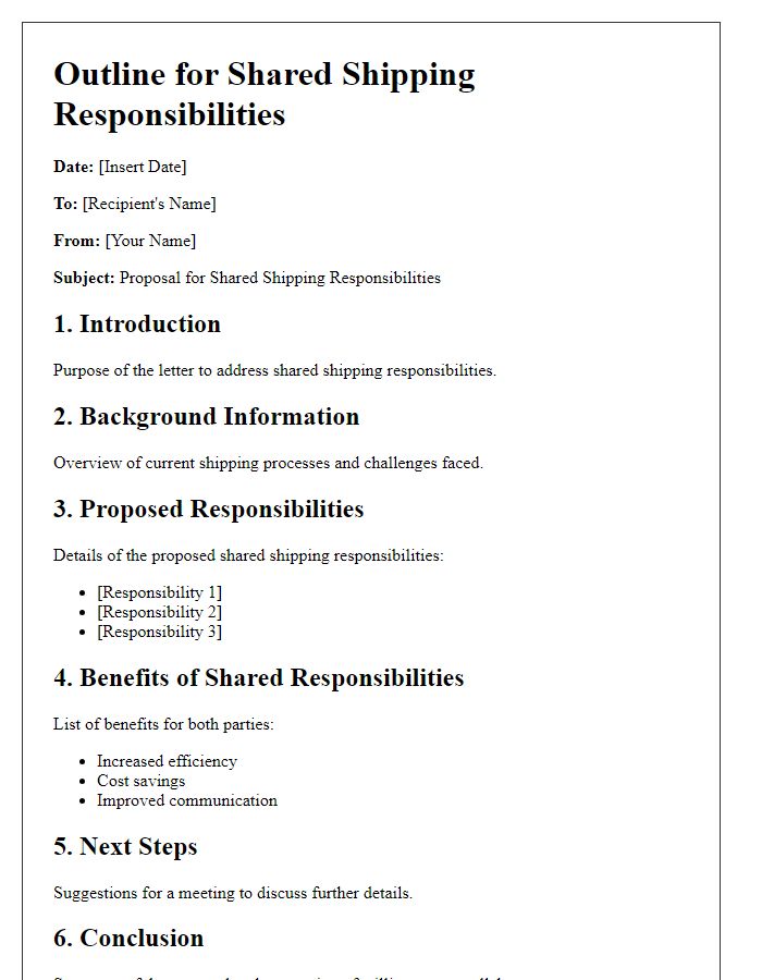 Letter template of outline for shared shipping responsibilities