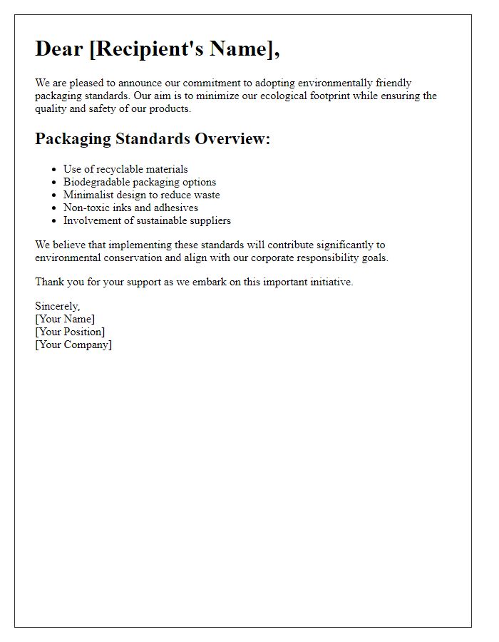 Letter template of environmentally friendly packaging standards