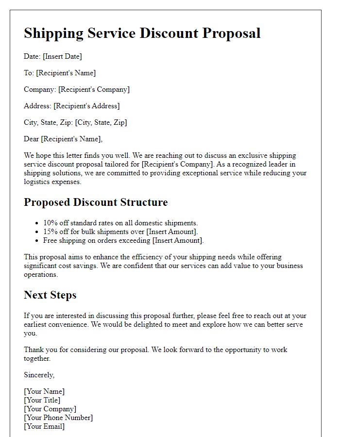 Letter template of shipping service discount proposal