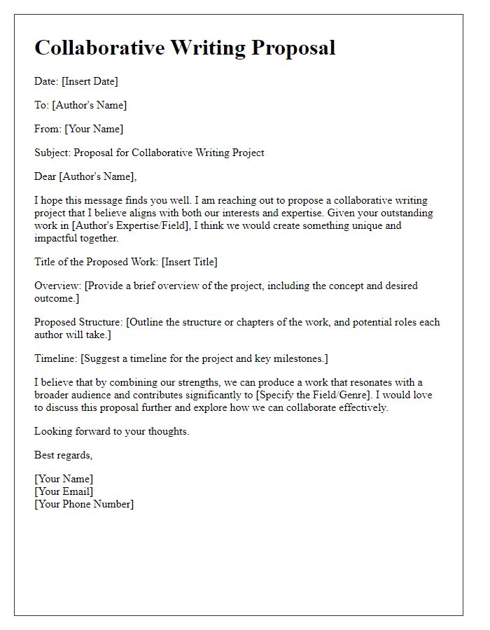 Letter template of collaborative writing proposal for authors