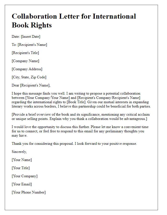 Letter template of collaboration for international book rights