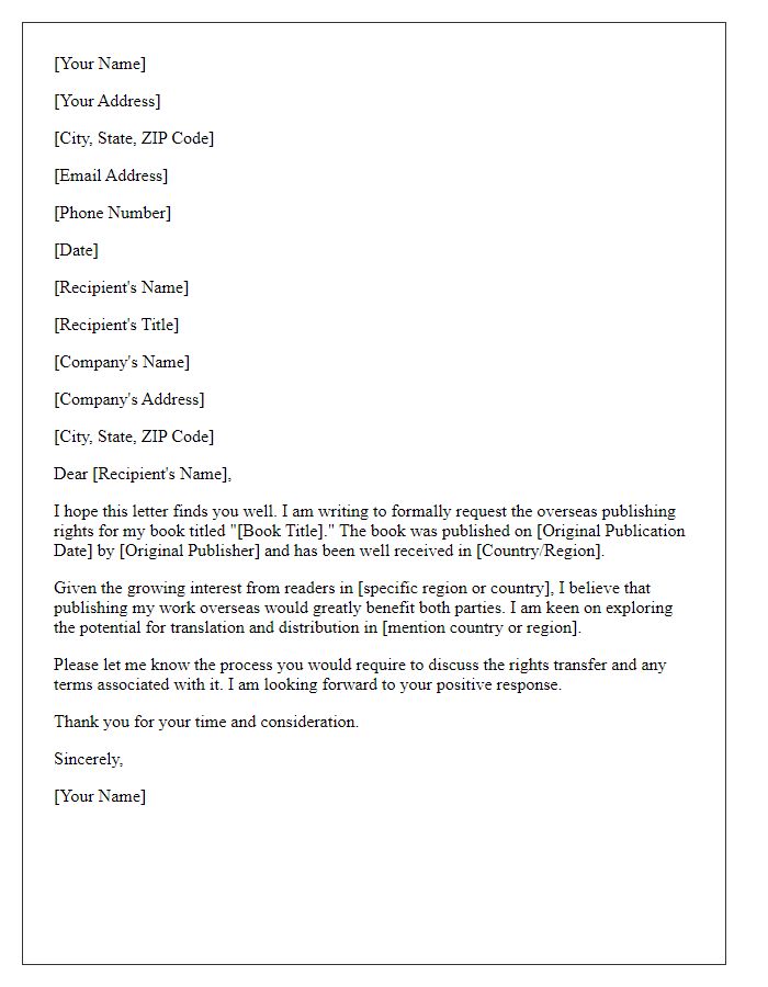 Letter template of request for overseas publishing rights