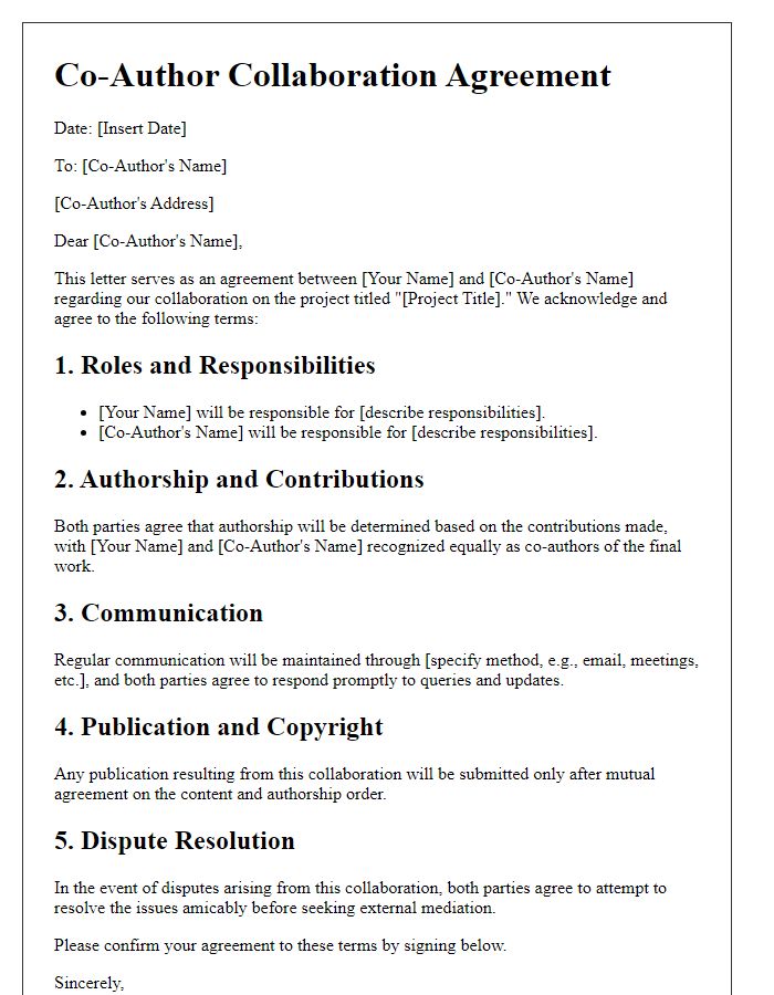 Letter template of co-author collaboration agreement