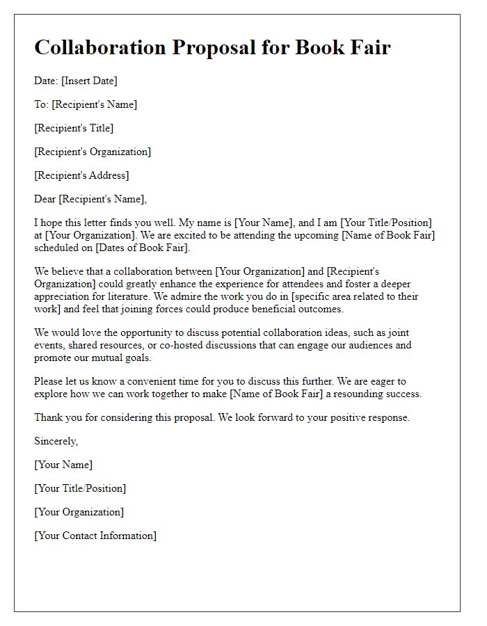 Letter template of collaboration proposal for book fair